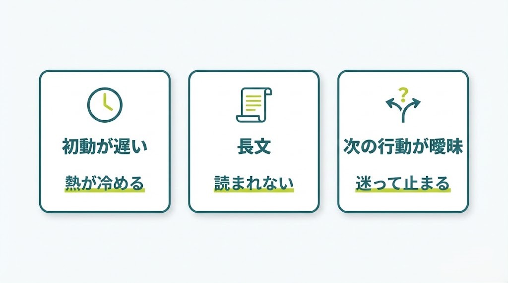 採用連絡で離脱が起きる原因（初動が遅い／長文／次の行動が曖昧）